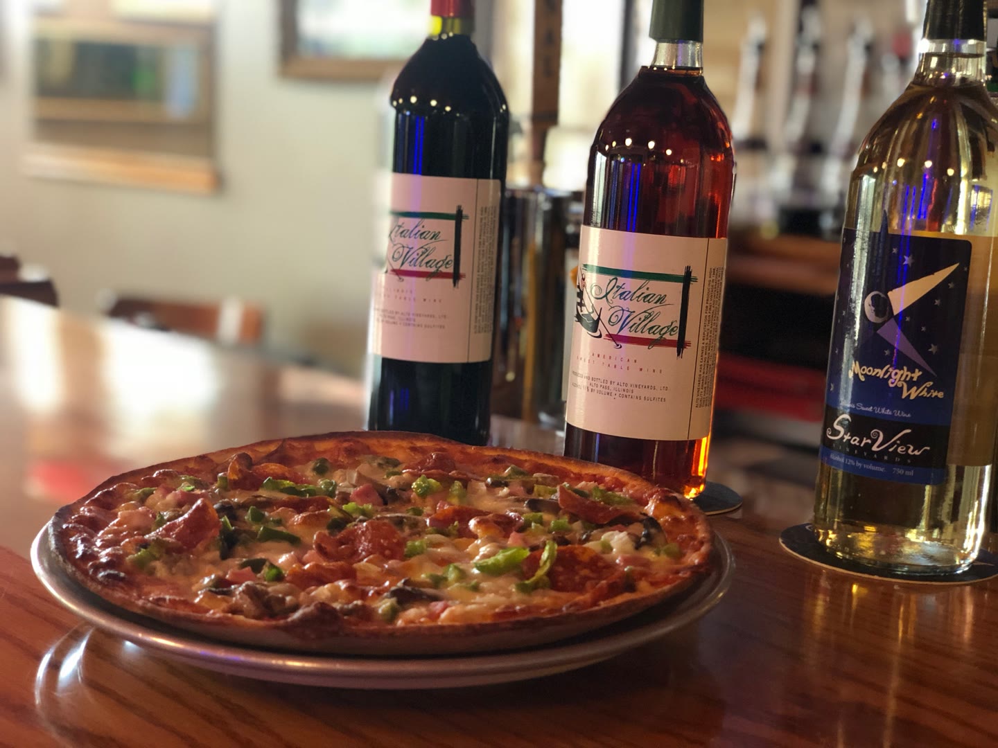 Close-up of freshly prepared Italian dishes at Italian Village Pizza and Pasta in Carbondale